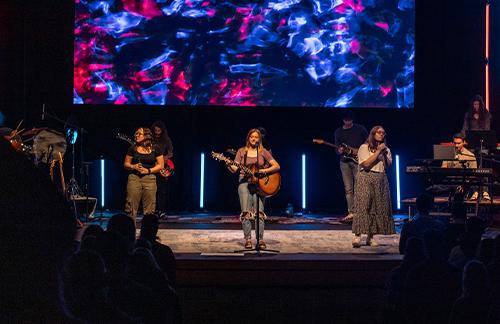 student worship band during SBU chapel